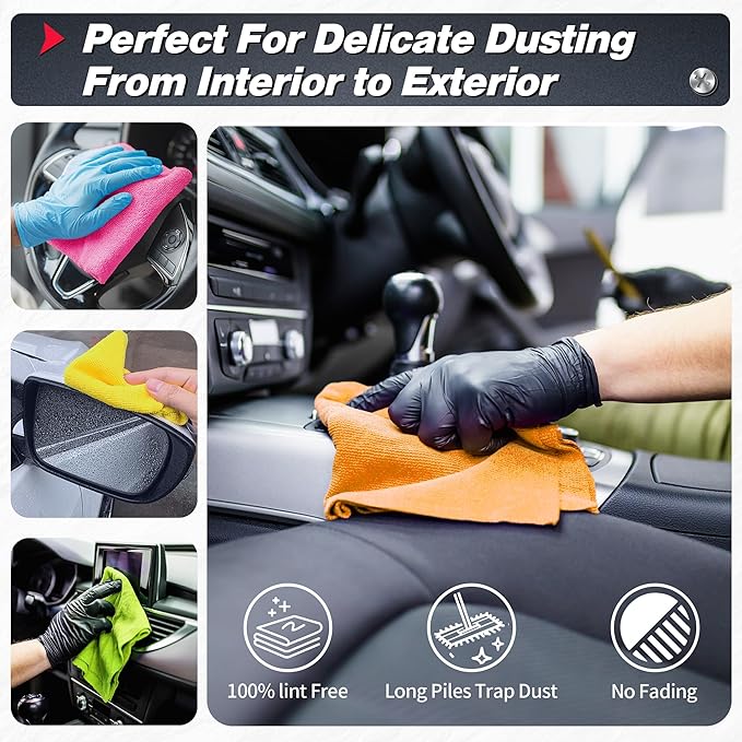 FIXSMITH Microfiber Cleaning Cloth, 400 Pack Shop Towels, Lint-Free Car Wash Towels, All-Purpose Absorbent Cleaning Rags for Housekeeping, Dust Cloth for Office, Mechanic, Automotive （12inx12in）