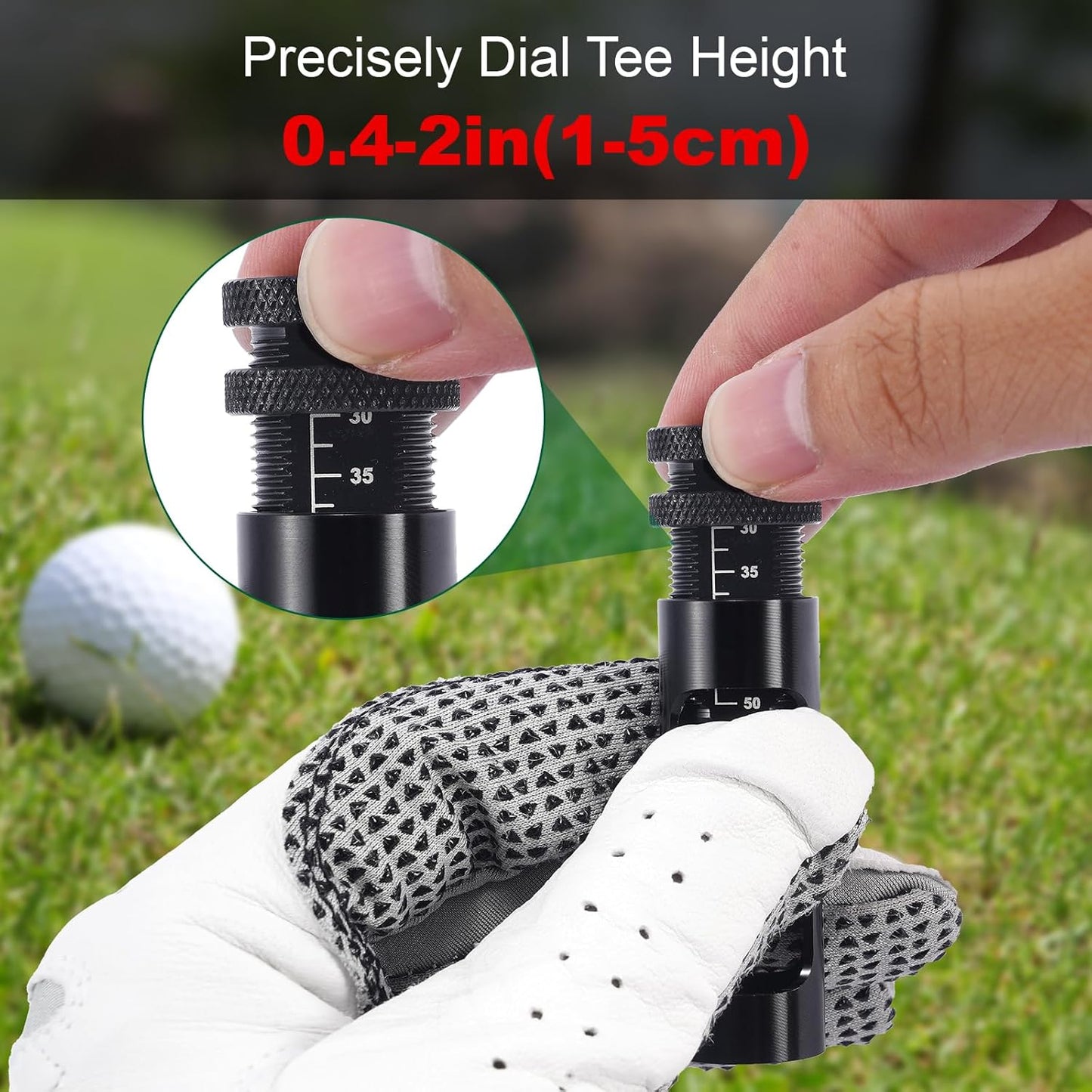 Adjustable Golf Tee Height Tool, Aluminum Golf Tee Height Setter with Precise Scale, Outdoor Golf Training Aid for Consistent Swings