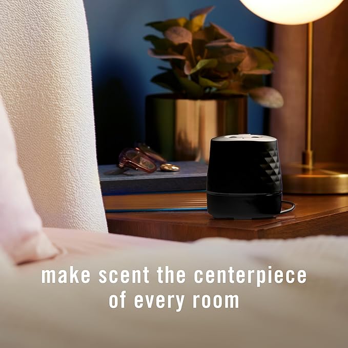 Febreze Plug Scent Booster in Black, Continuous Scent Device Oil Diffuser, Compatible with Febreze Air Freshener Plug in Refills, Giftable for Holidays