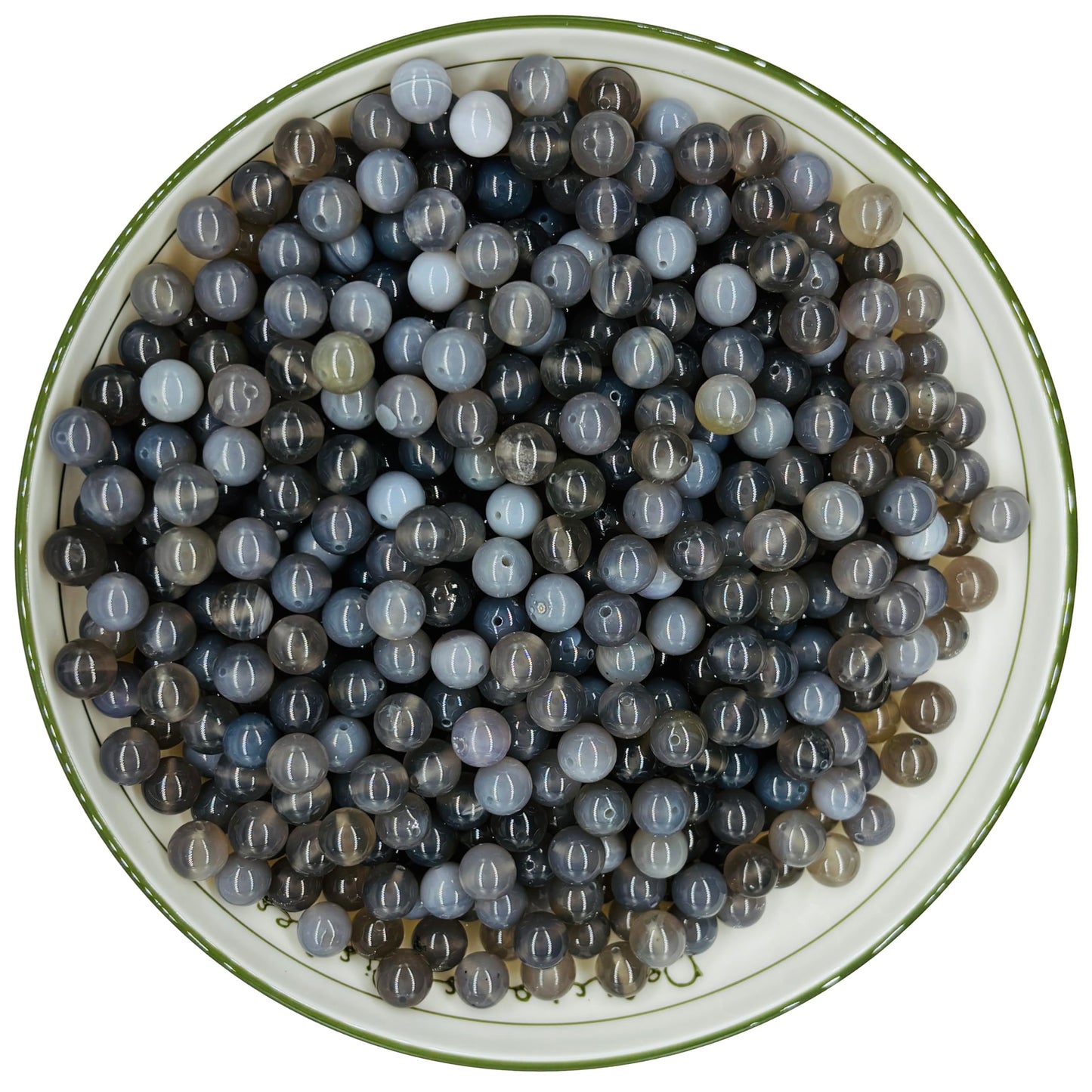 WHNKFB 6mm 100PCS Natural Gray Agate Round Beads, Banded Loose Stone Beads for Jewelry Making Craft - 4mm 6mm 8mm 10mm Options with Free Elastic Cord