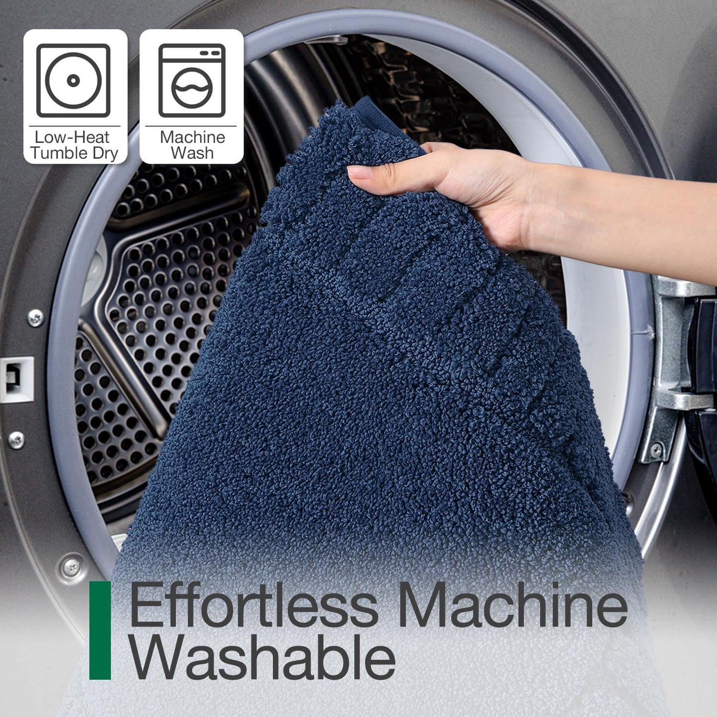 LUMI Bathroom Rugs Non Slip with Rubber Backing, Extra Soft Plush Microfiber Bath Rug Absorbent, Machine Washable Bath Mat Quick Dry for Tub, Shower, Hotel, Blue, 24"x36"