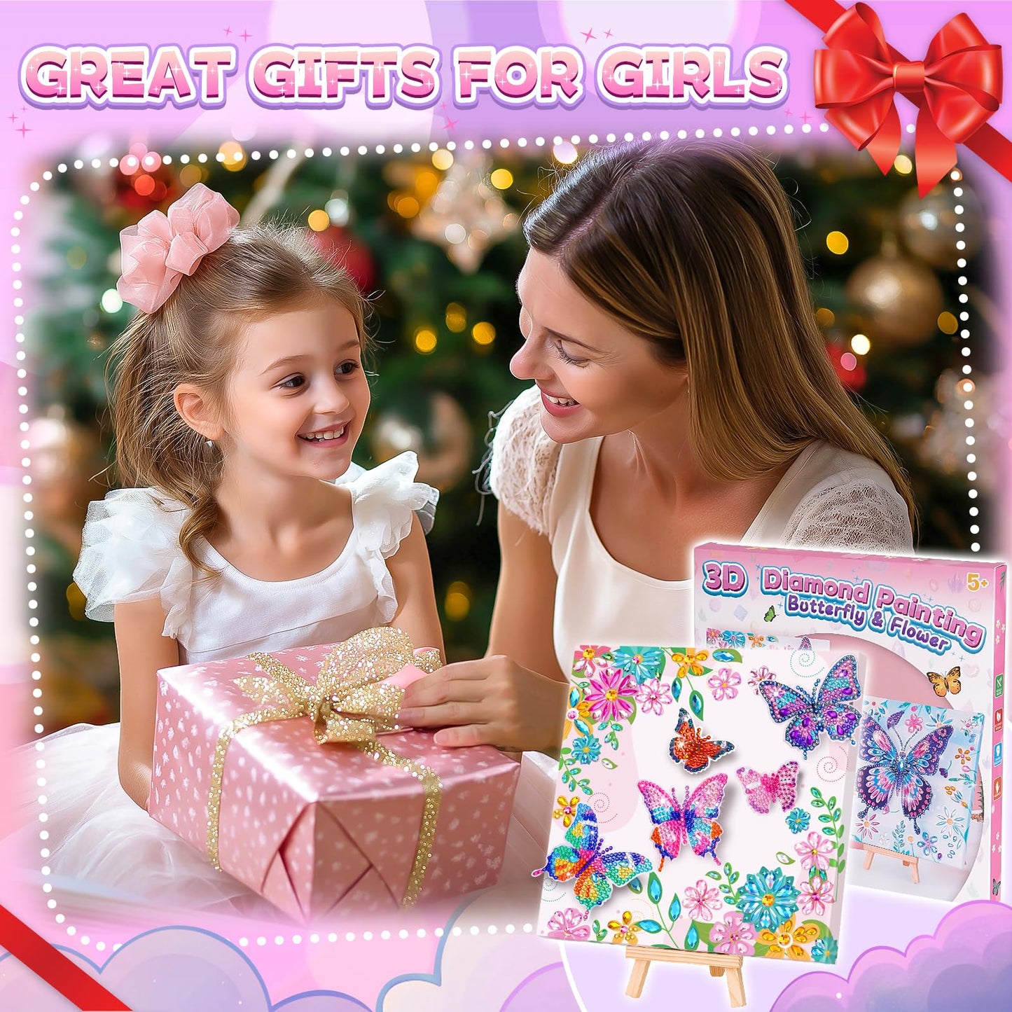 Craft Kits for Kids Ages 8-12, Diamond Art Kits for Kids, Gifts for 6-8-10 Year Old Girls, Fun Arts and Crafts Gifts Toy for Girl Activities Gem Art Kit, Best Birthday Gift for Girl Adult Room Decor