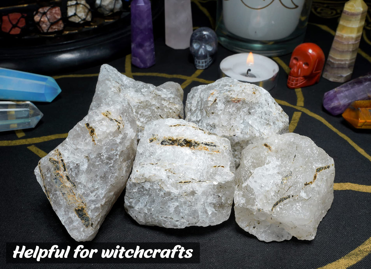 Crocon 1LB Black Rutile Rough Bulk Natural Stone Raw Gemstone Tumbling Cabbing Polishing Mining Chakra Balancing Reiki Healing Good Luck Home Office Decor