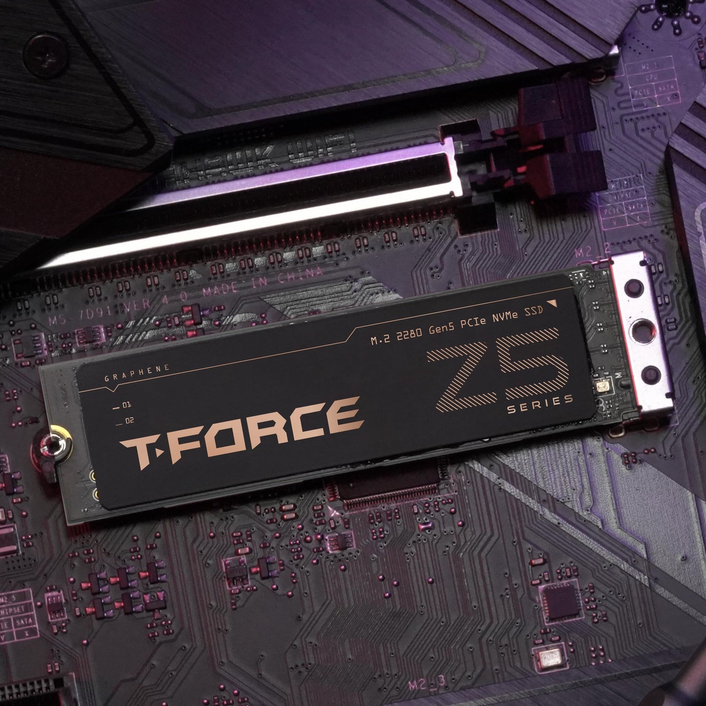 Teamgroup T-Force Z540 1Tb Gen5X4 Dram Slc Cache 3D Tlc Nand Nvme Phison E26 Pcie M.2 2280 Gaming Ssd With Ultra-Thin Graphene H