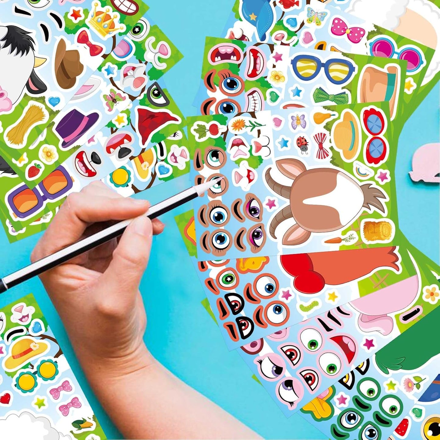 48 Sheets Make a Face Sticker Sheets for Kids, Make Your Own Animal Stickers Party Favors Goodie Bags Stuffers Crafts Activities Gifts for Kids Toddler Birthday Classroom Supplies