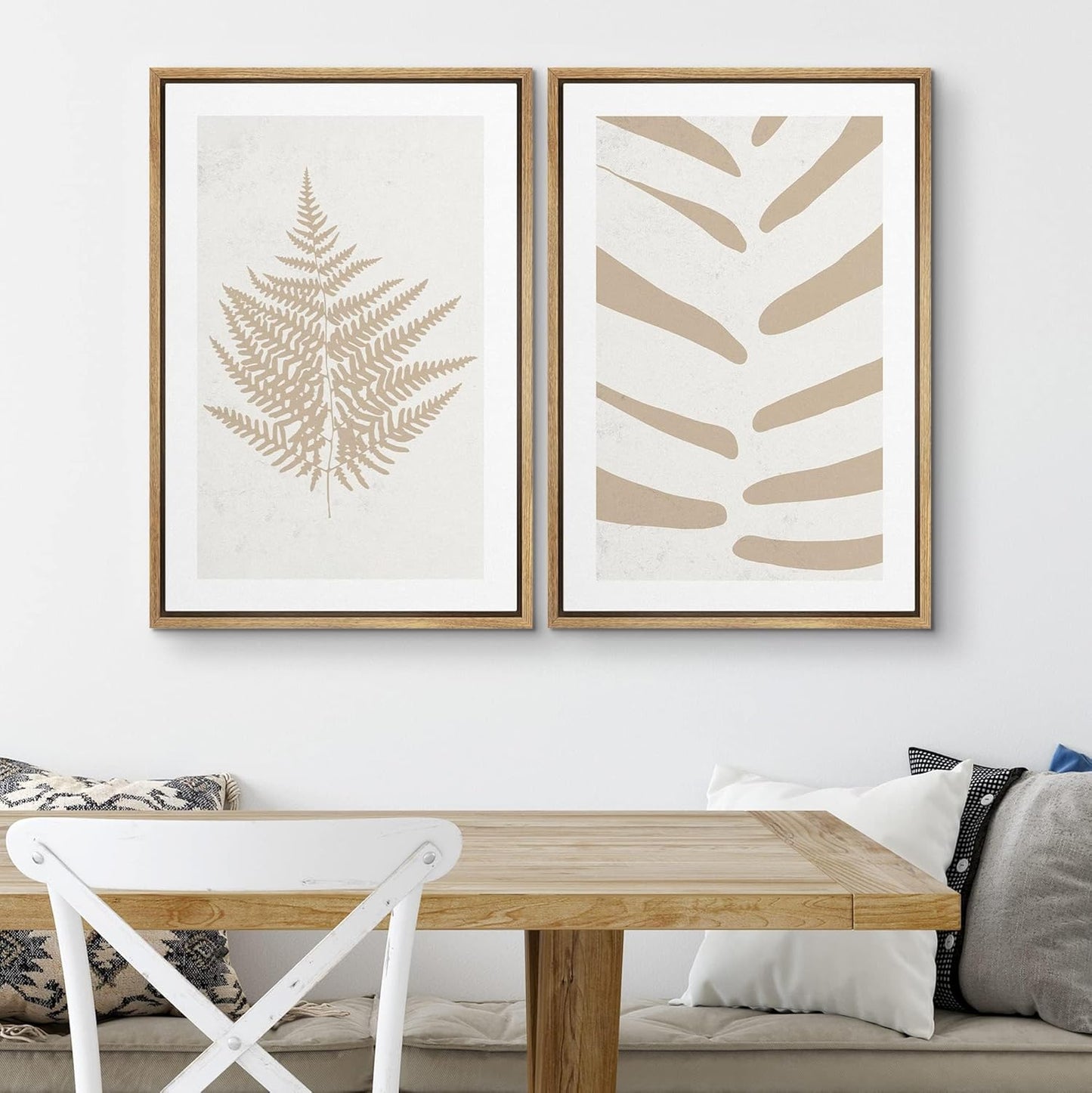 SIGNWIN Framed Canvas Print Wall Art Set Tan White Forest Plant Silhouettes Nature Wilderness Illustrations Modern Art Rustic Minimal for Living Room, Bedroom, Office - 16"x24"x2 Natural