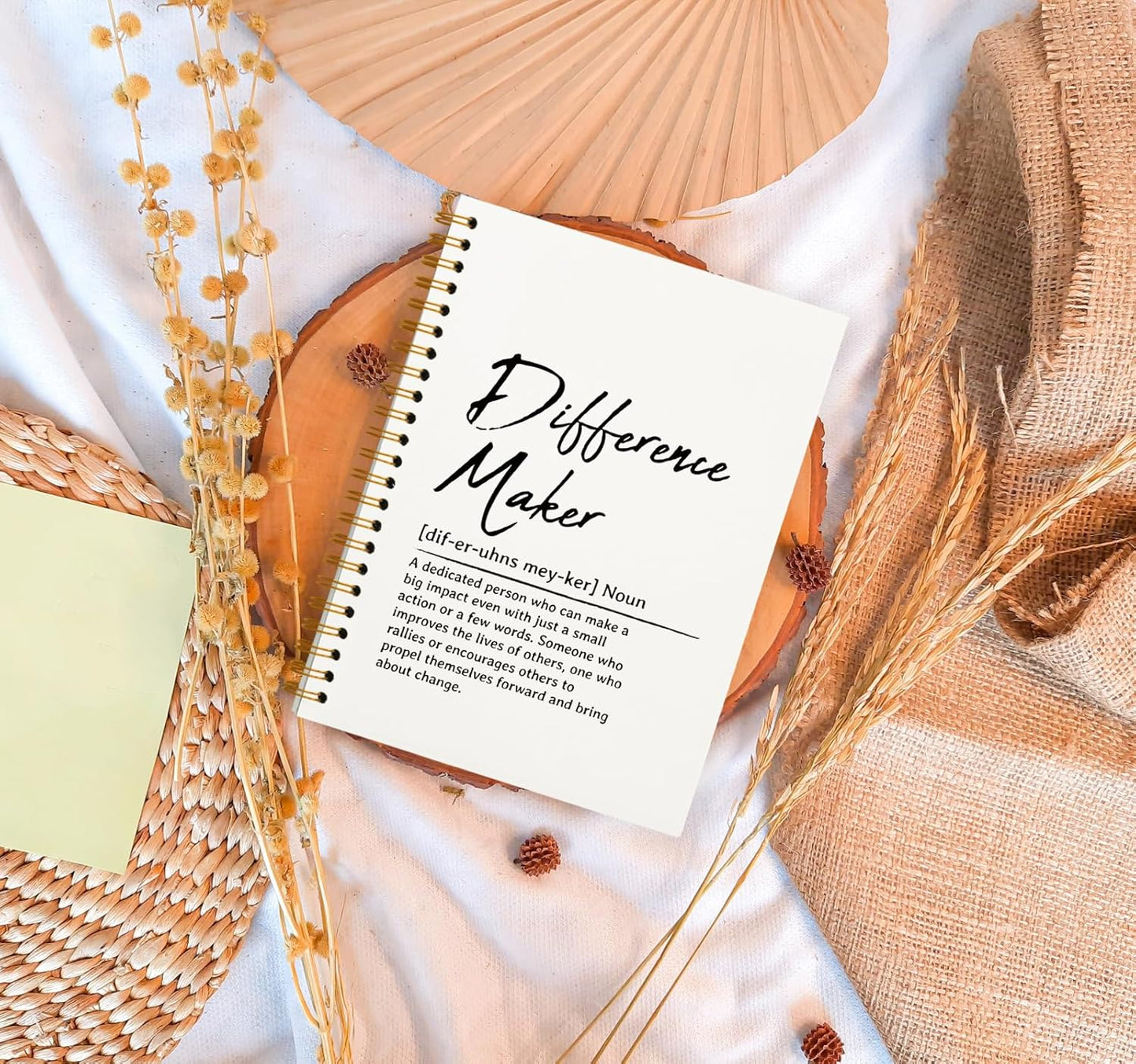 OXW Difference Maker Appreciation Gift, Meeting Notebook for Work, Thank You Gifts for Leader Mentor Manager Boss, Office Supplies Social Worker Notebook, White Hardcover Spiral Notebook 5.5 x 8.3