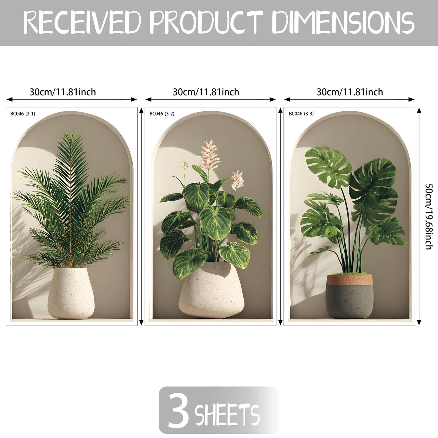 3D Potted Plants Wall Stickers，Green Plants Wall Decals，Peel and Stick 3D Magic Art Sticker，for Living Room Bedroom Aisle Entrance Sofa Backdrop Yoga Room Home Decor (Potted Flower Decor 46)