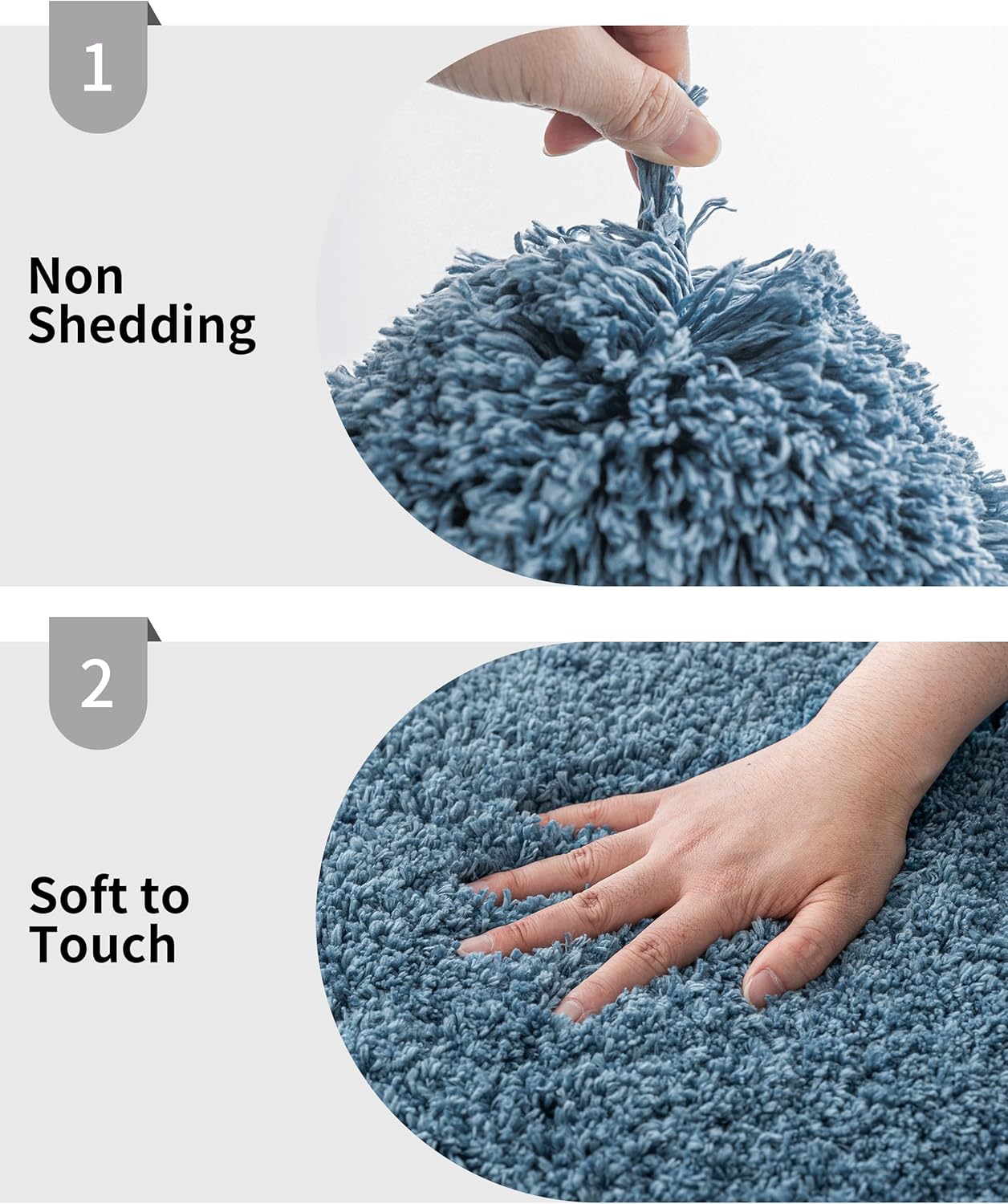 Blue Bathroom Runner Rug 24x59 Non Slip Fluffy Long Bath Mat for Bathroom Floor Washable Plush Luxury Bath Rug for Tub Absorbent Shower Sink Mat Bedside Rug