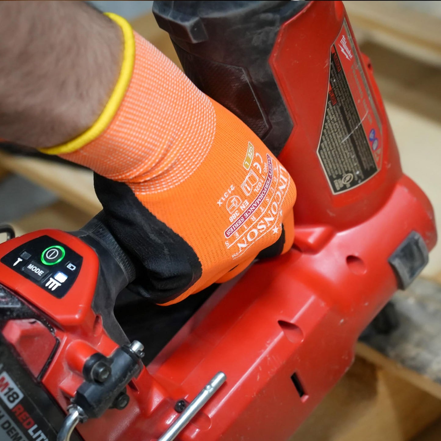 linconson 12 Pack Safety Performance Series Construction Mechanics Work Gloves (L (Pack of 12), Orange)