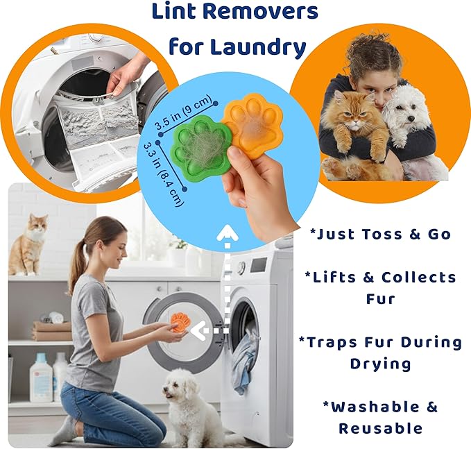 Shop & Like 3-in-1 Ultimate Pet Hair Removal Tool Kit - Reusable Lint Catcher & Scraper for Car Auto Detailing, Furniture & Couch - Includes Laundry Dryer Balls & Electrostatic Pet Hair Removal Glove