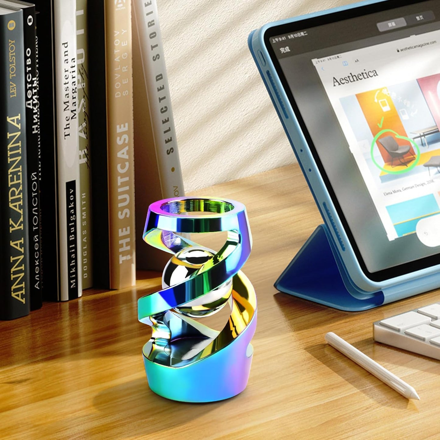 Upgraded Kinetic Desk Toys, Adult Fidgets for Anxiety and Stress, Desk Toys for Office for Adults, Fidget Toys Adults (Rainbow)