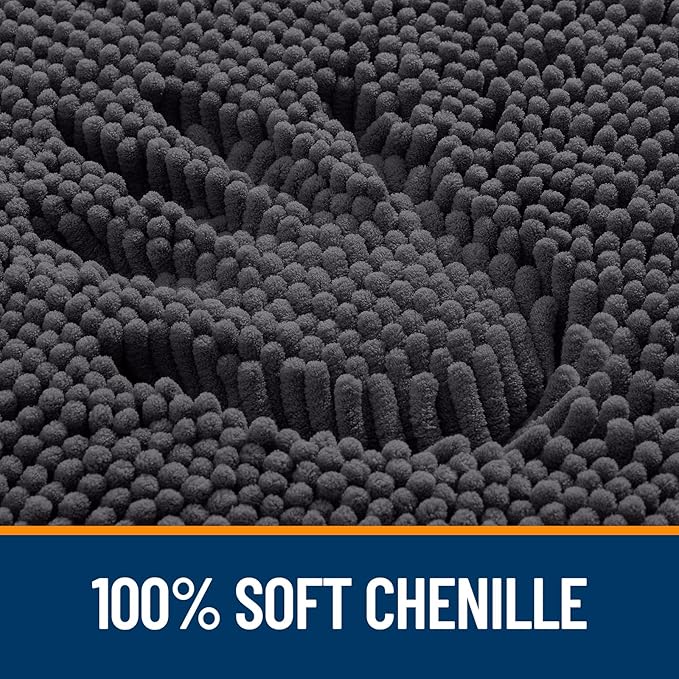 OLANLY Bathroom Rugs 47x24, Extra Soft Absorbent Chenille Bath Rugs, Rubber Backing Quick Dry, Machine Washable Bath Mats for Bathroom Floor, Tub and Shower, Home Decor Accessories, Dark Grey
