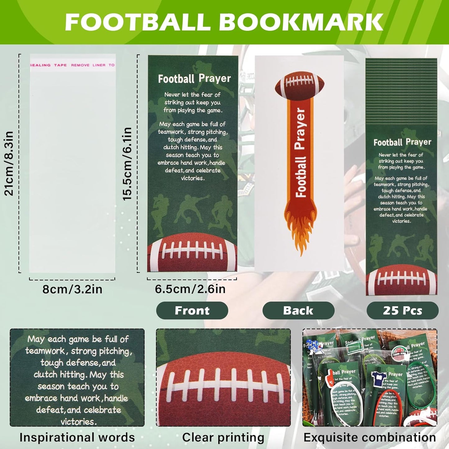 LiYiQ 72 Pcs Football Party Favors Football Team Gifts Football Goodie Bags Stuffers Football Ballpoint Pens Bookmark Card and Silicone Bracelet