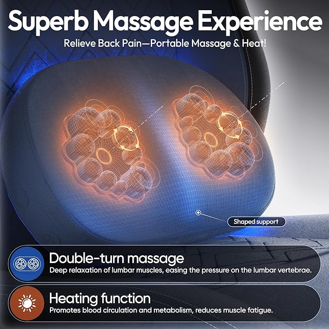 Dowinx Gaming Chair with Heated Massage Lumbar Support,Big and Tall Fabric Gaming Chairs for Adults with Footrest, Ergonomic Computer Game Chair with Poket Spring Cushions, 350lbs, Blue