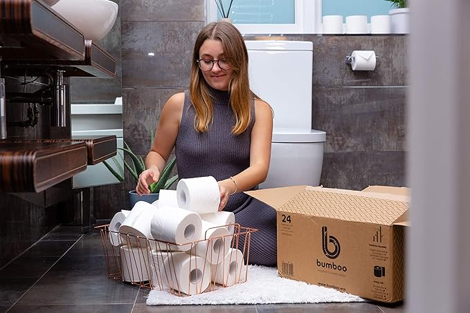 Bumboo Bamboo Toilet Roll 24 Pack | Toilet Paper 3 ply, 300 Sheets | Plastic-Free, Soft, Strong, Sustainable & Biodegradable Toilet Tissue