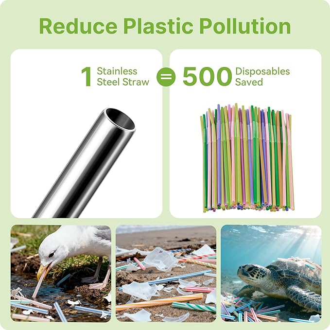 Stainless Steel Straws For Stanley 40 oz Tumble With Silicone Tip, 12'2 Long Metal Straws Replacement for Stanley Quencher H2.0 40oz Cups,Fit Simple Modern 40oz Big Mugs& Jar(Sky Blue)