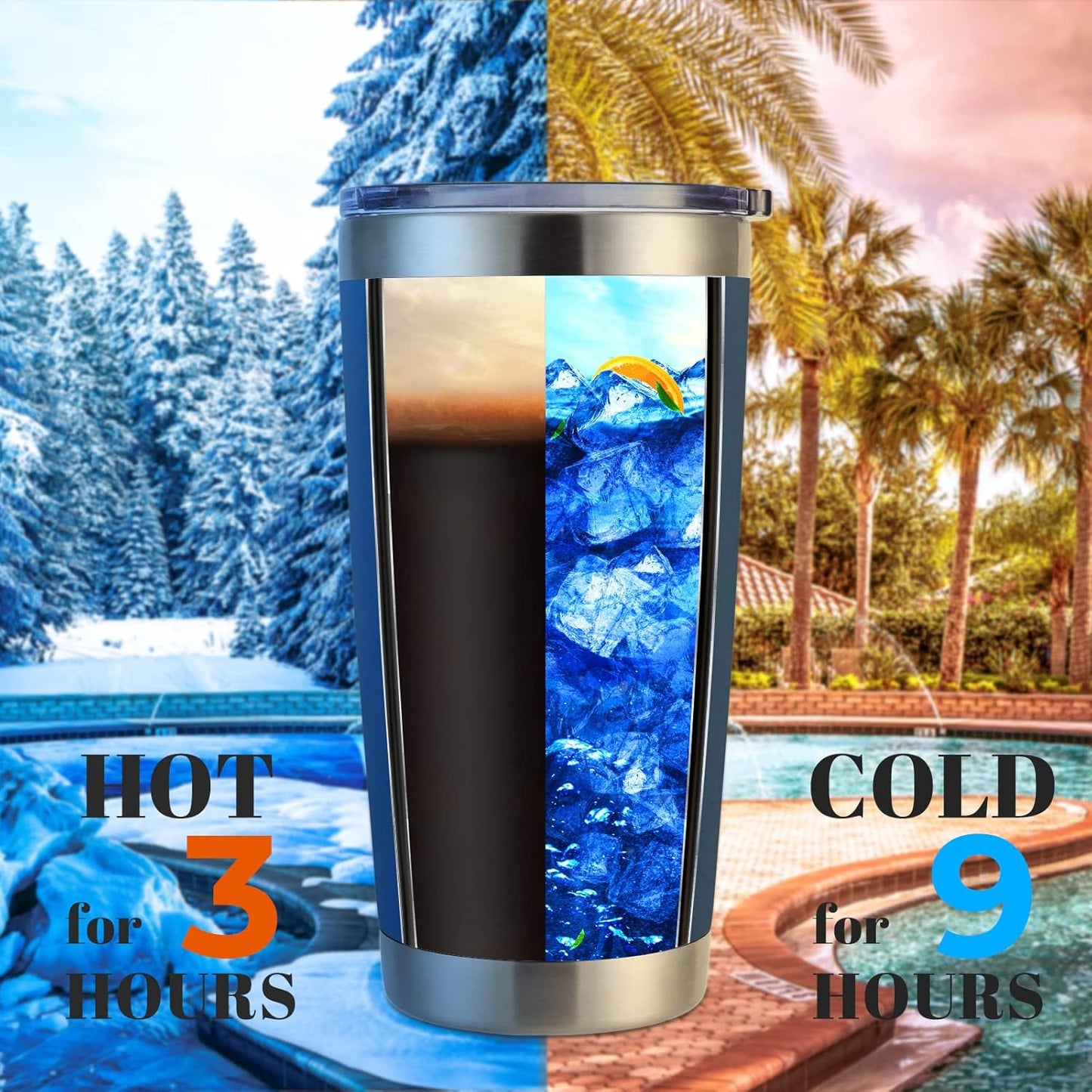 DOMICARE 20oz Stainless Steel Tumbler Bulk with Lid, Double Wall Vacuum Insulated Travel Mug, Powder Coated Coffee Cup, Dark Blue, 12 Pack