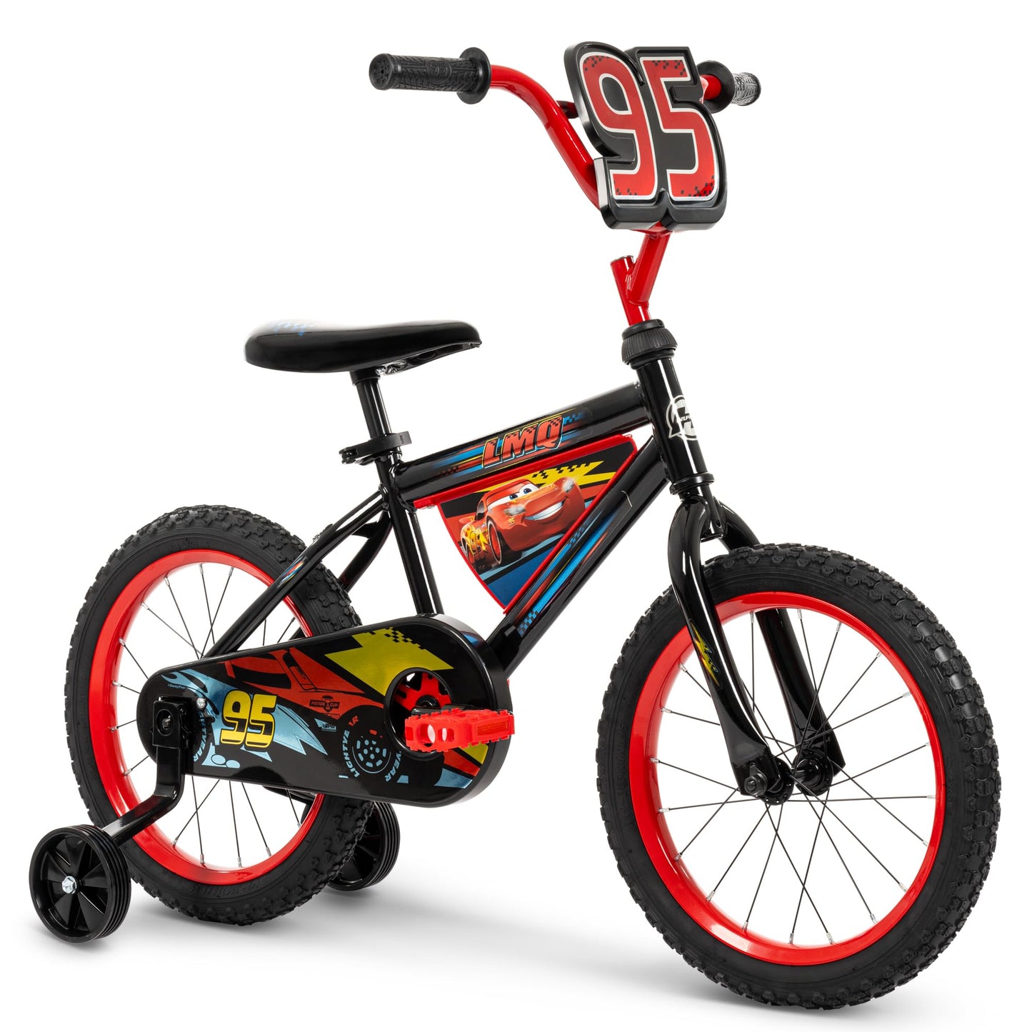 Huffy Disney Pixar Cars Lightning McQueen 16 Inch Kid's Bike, Ideal for Ages 4-6 Years Old, Training Wheels Included, Quick Connect Assembly, Fun and Playful Graphics, Simple Coaster Brake