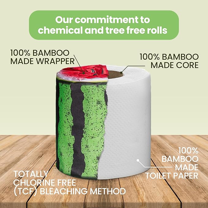 Gaias Premium and Soft Fruit TP Organic Bamboo Toilet Paper | 12 Mega Rolls, 3 Ply, 370 Sheets | FSC Certified, PFAS & BPA Free, Eco-Friendly, Sustainable Tissue - Plastic Free, Septic Safe, Vegan