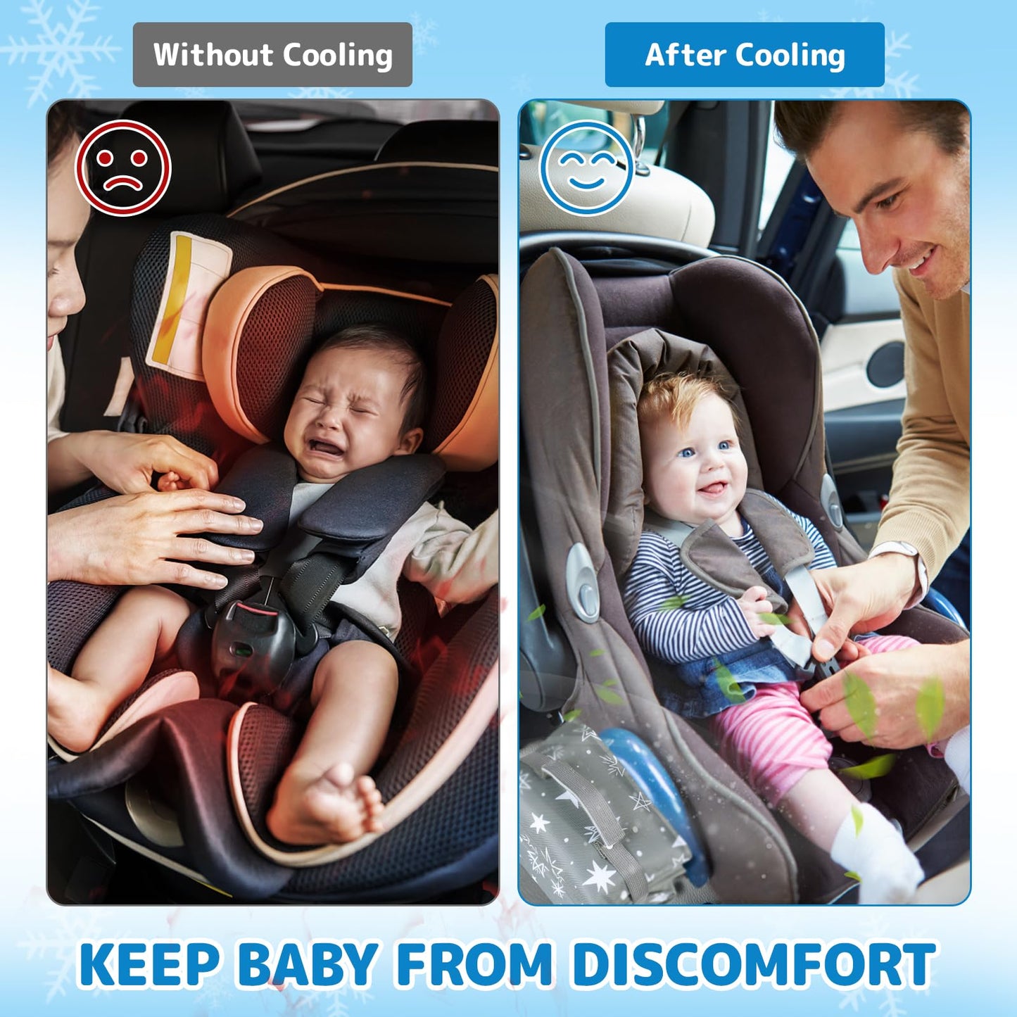 Orzbow Car Seat Cooling Pad for Toddler with Removable Ice Pack, Summer Baby Cooling Pad for Car Seats and Strollers, Portable Carseat Cooler Ice Cushion, Keeping Baby Cool in The Summer, Gray