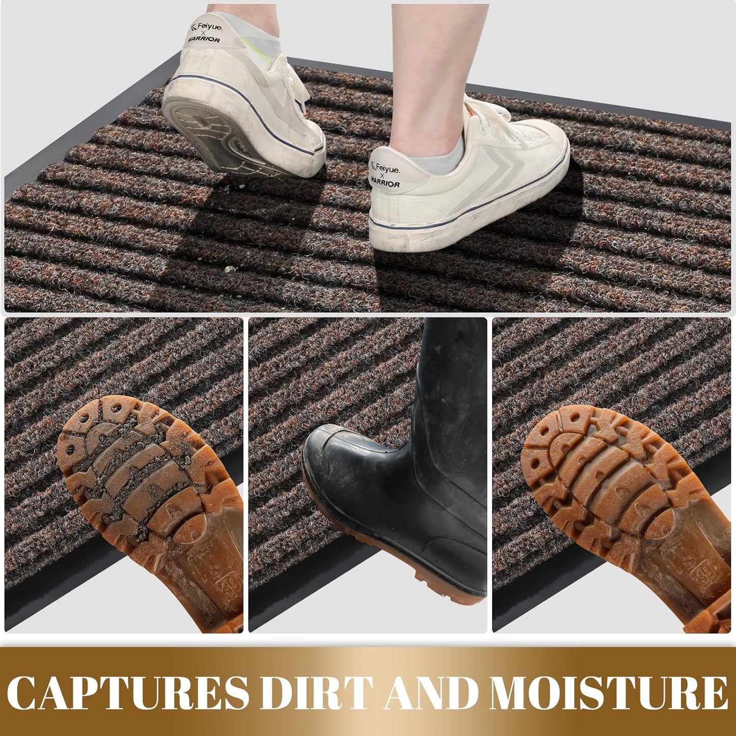 Yimobra Front Door Mat Outdoor Indoor Entrance, 100% Waterproof All-Season All Weather Doormat, Welcome Matt Outside Entry, Non Slip, Low Profile, Heavy Duty Patio Porch Floor Mats,47 x 24