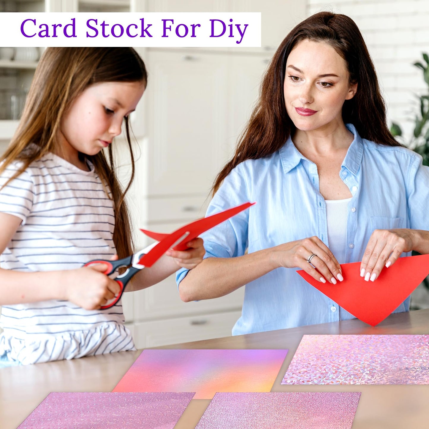 Kifmurase 120 Sheets Metallic Holographic Card Stock, Shiny Glitter Card Stock, Glitter Iridescent Mirror Paper 11.7 x 8.3'', 250GSM 12 Mixed Colors Foil Paper for Scrapbook, Cards Making, Crafts