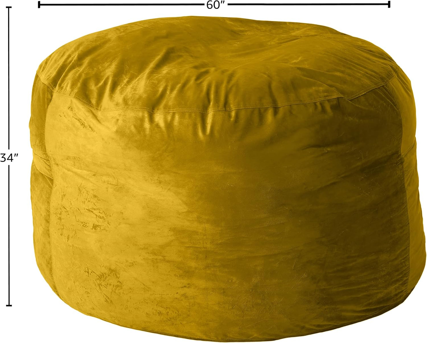 Sofa Sack Bean Bag Chair Cover Only, for Adults and Kids, Without Filling Comfy Fluffy Round or Oval Beanbag Chair Cover Replacement, Lazy Sofa Cover for Reading Chair or Floor Chair, 5-Feet, Lemon