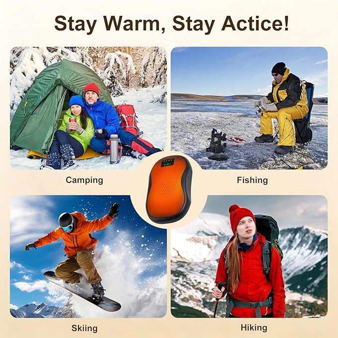 Rechargeable Hand Warmers 2 Pack, 5200mAh Electric Hand Warmers, AI Smart Heat Up to 118℉ with 13Hrs Warmth Portable Pocket Heater for Christmas, Office, Outdoor, Golf, Hunting, Camping