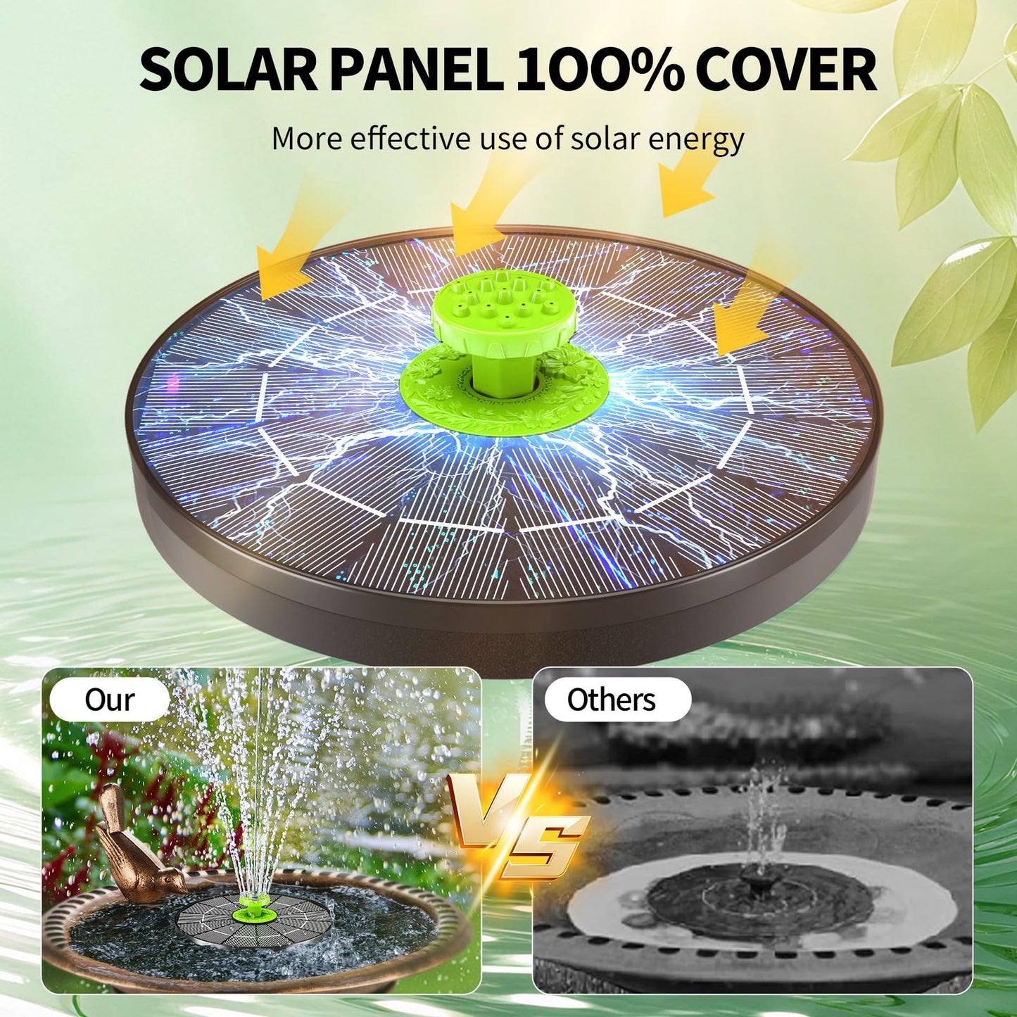 4.0W Solar Bird Bath Fountain Pump, Solar Powered Water Pump, Outdoor Water Fountain with 8 Nozzles for Hummingbirds, Garden, Pool, Pond