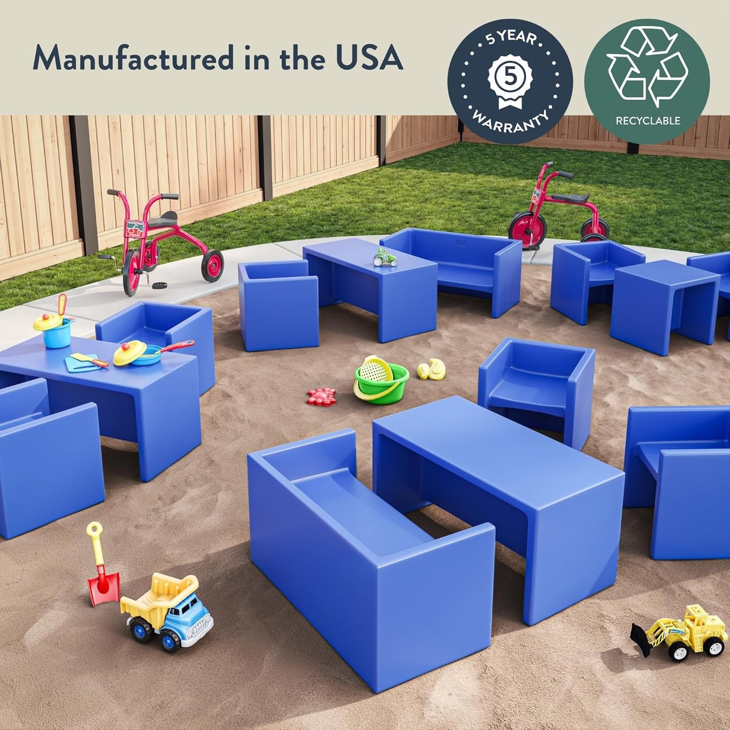 Children's Factory Adapta-Bench, CF910-056, Fern, Kids Flexible Seating, Classroom, Preschool and Daycare Furniture, Indoor or Outdoor Toddler Chairs