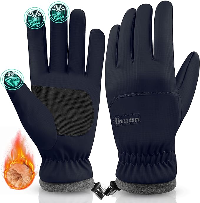 ihuan Winter Waterproof Ski Gloves Men Women, Snow Warm Cycling Cold Weather, Driving Biking Running