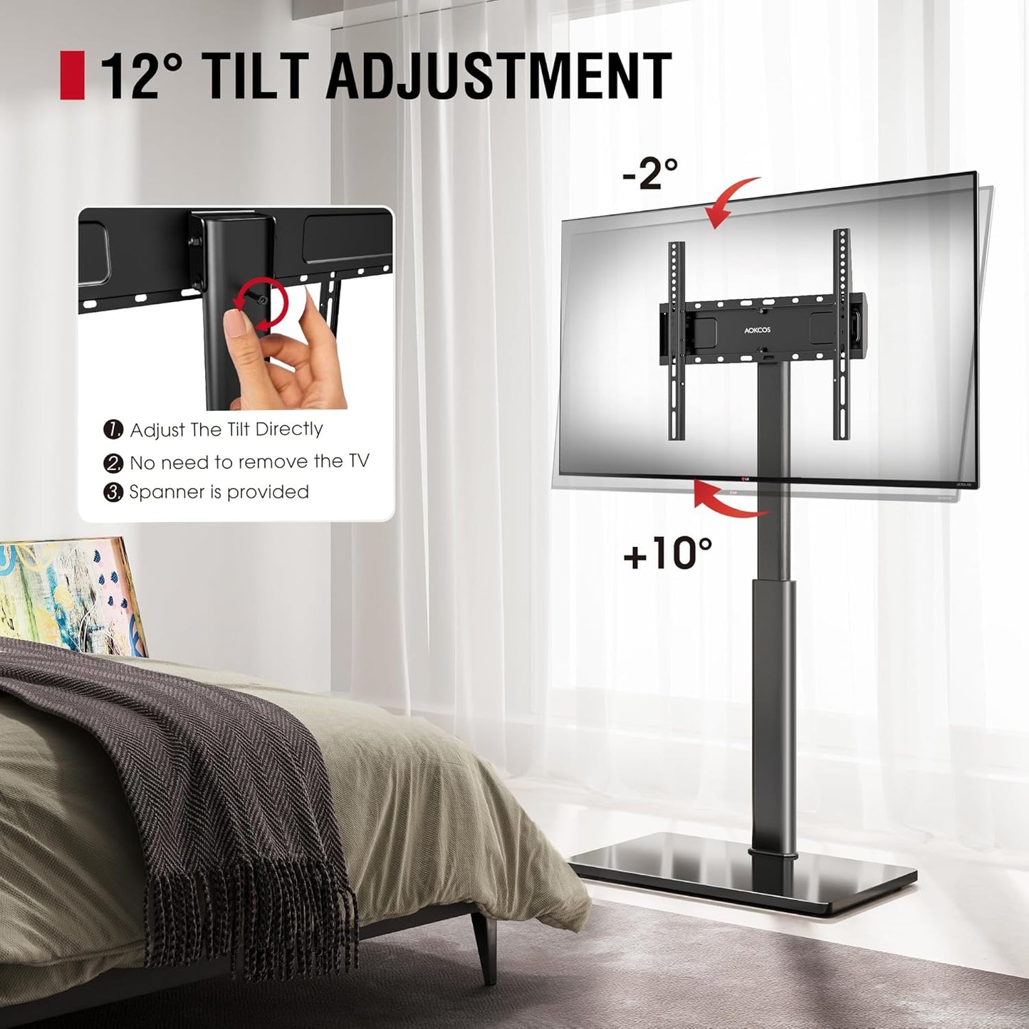 Swivel TV Floor Stand for 32-65 Inches TVs, 8 Level Height Adjustable Corner Small TV Stand Mount for Living Room/Bedroom, Holds up to 88 lbs,MAX VESA 400x400mm,Black