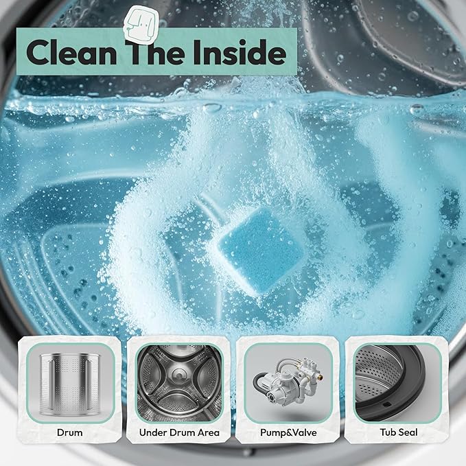 Washing Machine Cleaner for Pet Owners – 24 Pack Powerful Descaler Tablets for Deep Cleaning, Removes Dog & Cat Hair, Residue in HE Front & Top Loaders, Septic Safe, 12-Month Supply
