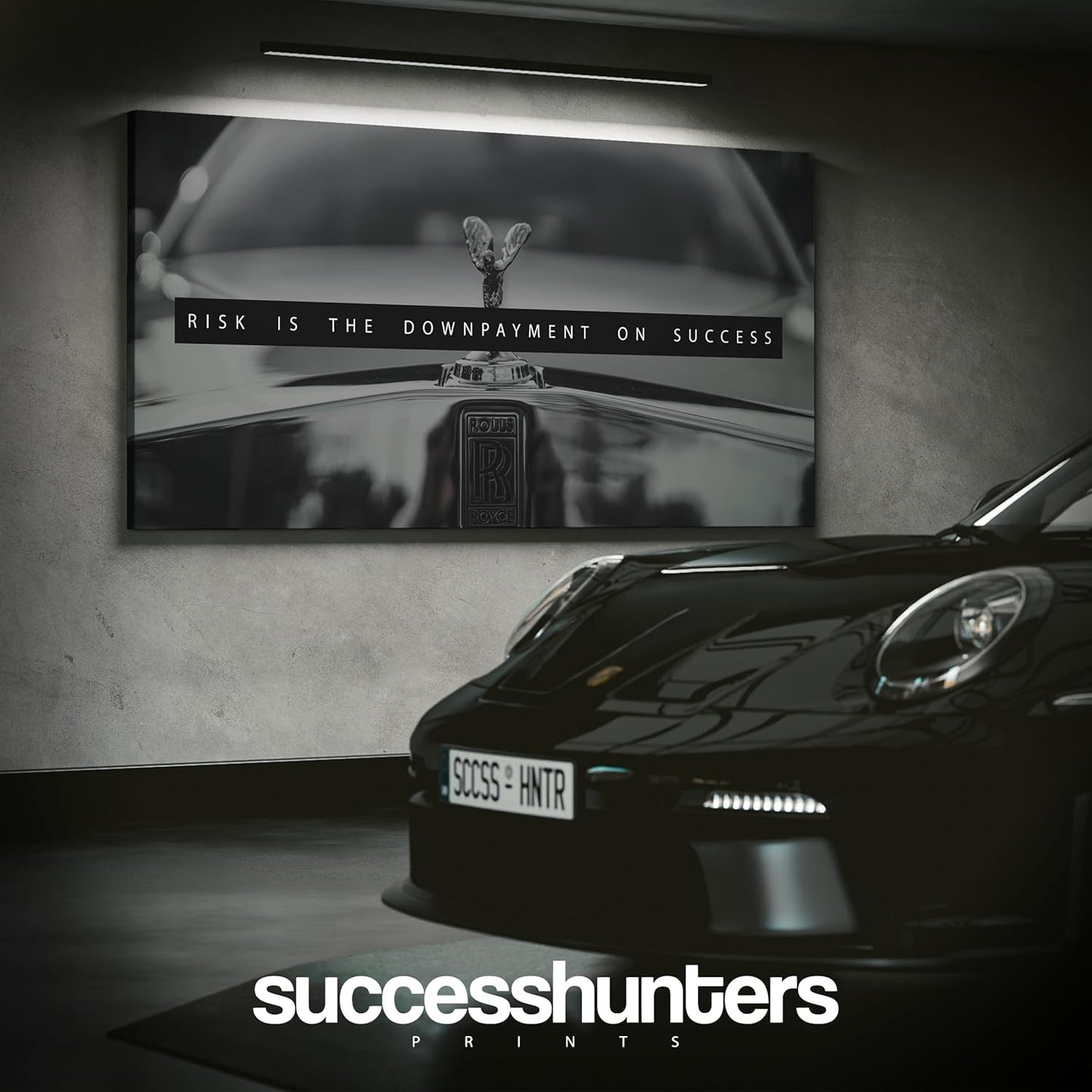 Motivational Wall Art for Office, Super Car Art Canvas, Inspirational Automotive Decor for Rolls Royce Sportscar Lovers, Motivational Wall Decor for Office and Home, Inspiring Car Poster (48 X 24 in)