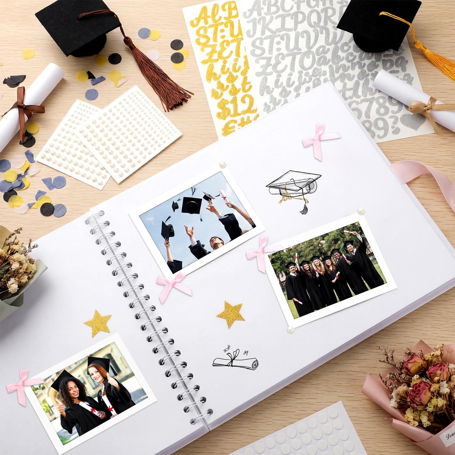 Tenceur Senior 2026 Graduation Scrapbook Kit 10 x 10 Inch Class of 2026 DIY Memory Photo Book with Letter Stickers Graduation Gift for Senior 2026 Students