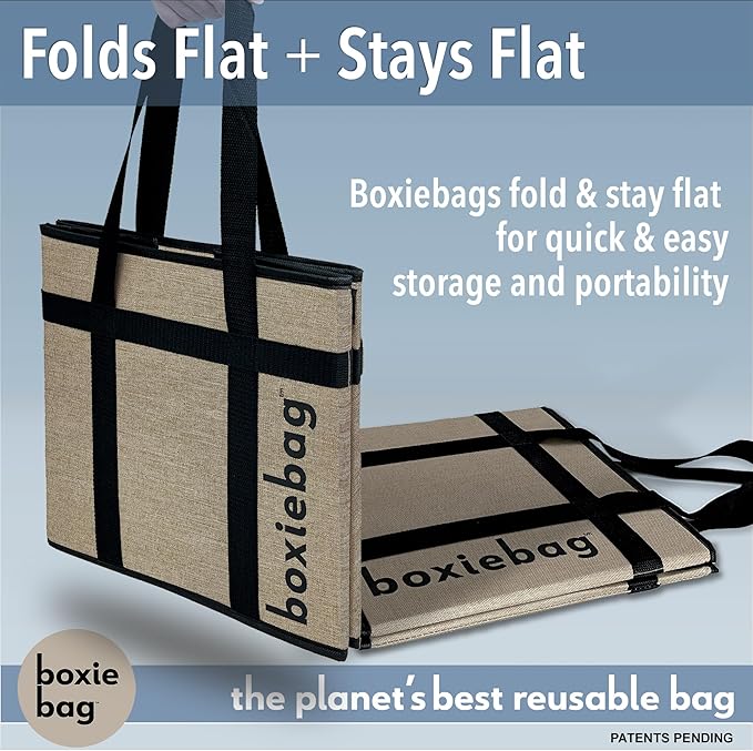 Reusable Grocery Bags (3-Pack) – Durable Reusable Shopping Bags Boxes. Insulate, Stand Up, Stay Open, Fold Flat – Large Tote Bag with Long Handles & Reinforced Bottom. 2 Year Warranty.