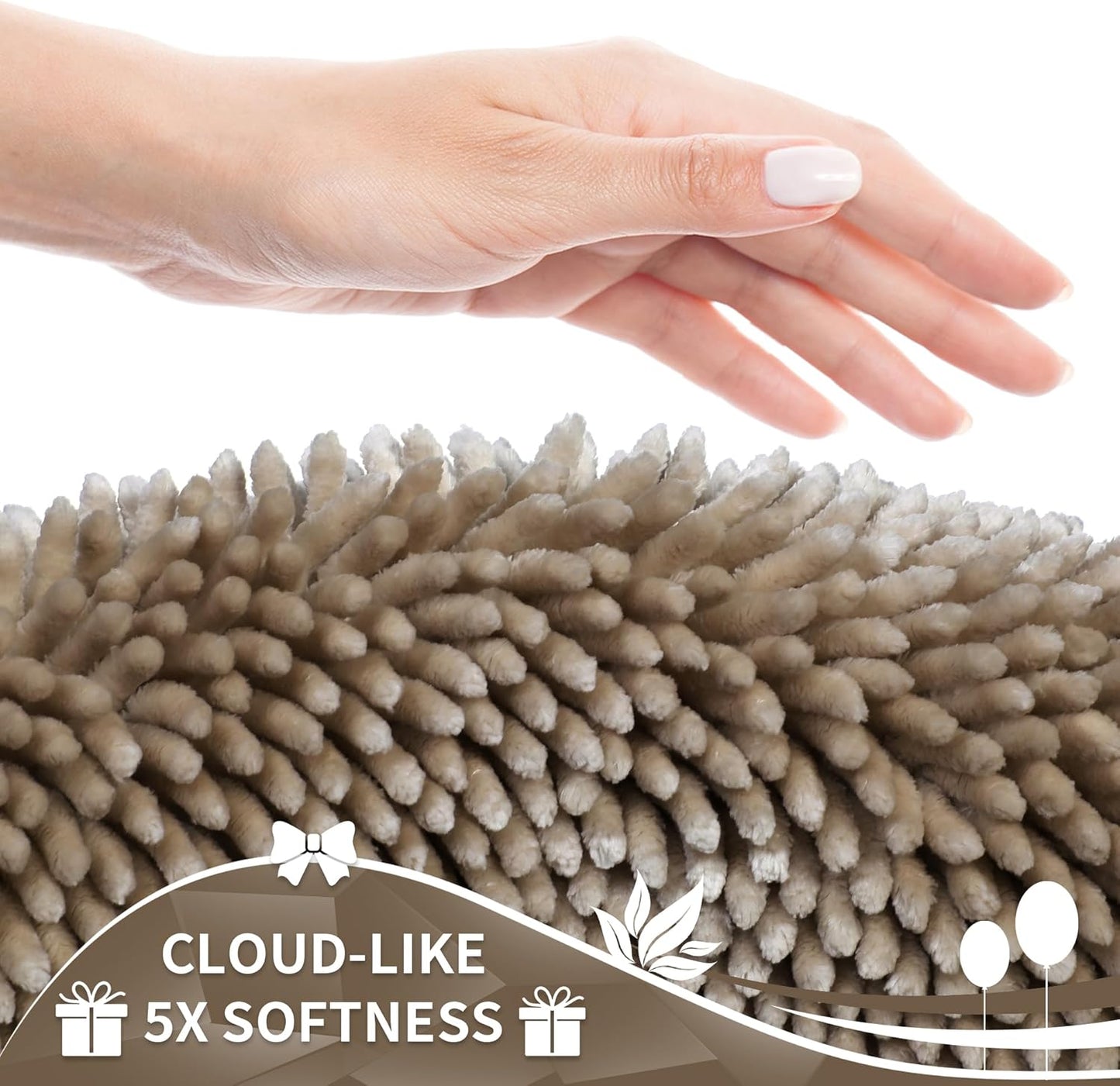 Yimobra Toilet Rugs U Shaped Washable, Extra Thick Soft Absorbent Chenille Contour Bathroom Rugs for Toilet 24x20 Inch, Quick Dry Non Slip Toilet Mat for Bath Floor, Camel
