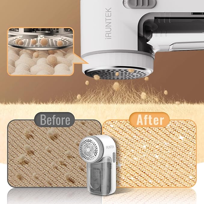 iRUNTEK Wired Fabric Lint Remover, Plug-in Lint Shaver and Brush 2 in 1,Sweater Defuzzer for Removing Fuzz, Lint Balls, Pills, Bobbles from Clothes, Furniture, Carpet, Couch