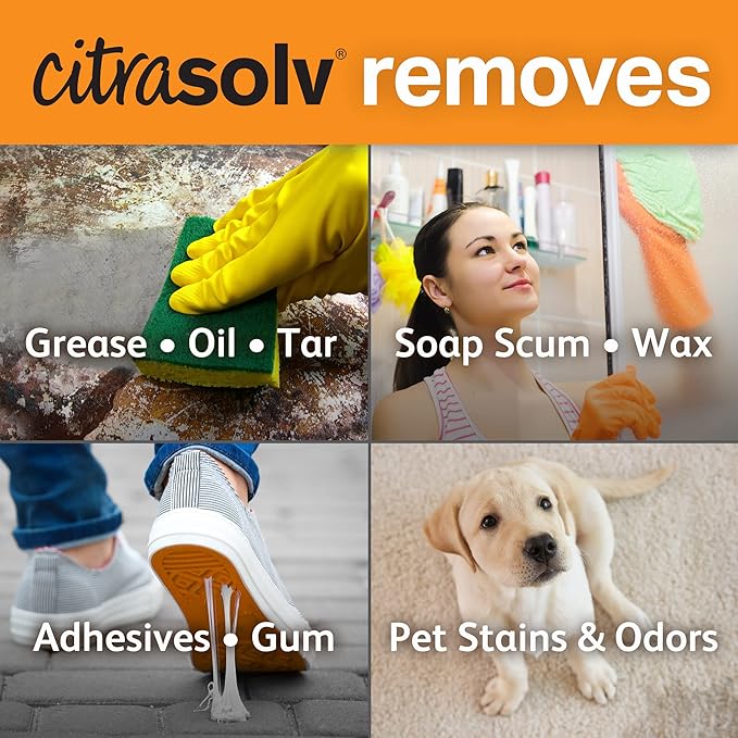 Citra Solv Concentrated Household Cleaner & Degreaser - Valencia Orange Scent - 16 Fl Oz, Safe, Effective, and Versatile Cleaning Solution, Natural Ingredients, Biodegradable, Made in USA