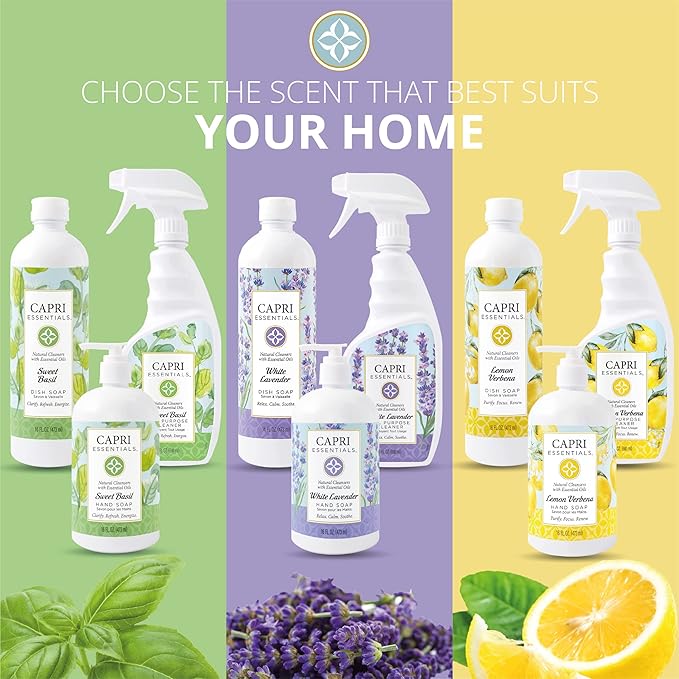 CAPRI ESSENTIALS APC, Household Dust Remover, Kitchen Counter Surface Spray, Removes Grime, Blend of Essential Oils, Lemon Verbena, 23 FL Oz