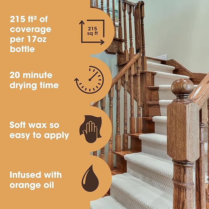 Furniture Clinic Wood Wax & Polish | Clean, Nourish & Protect All Wooden Furniture & Kitchen Cabinets from Dryness & Scratches | Orange Oil & Beeswax | Use on Treated & Untreated Wood (8.5oz / 250ml)