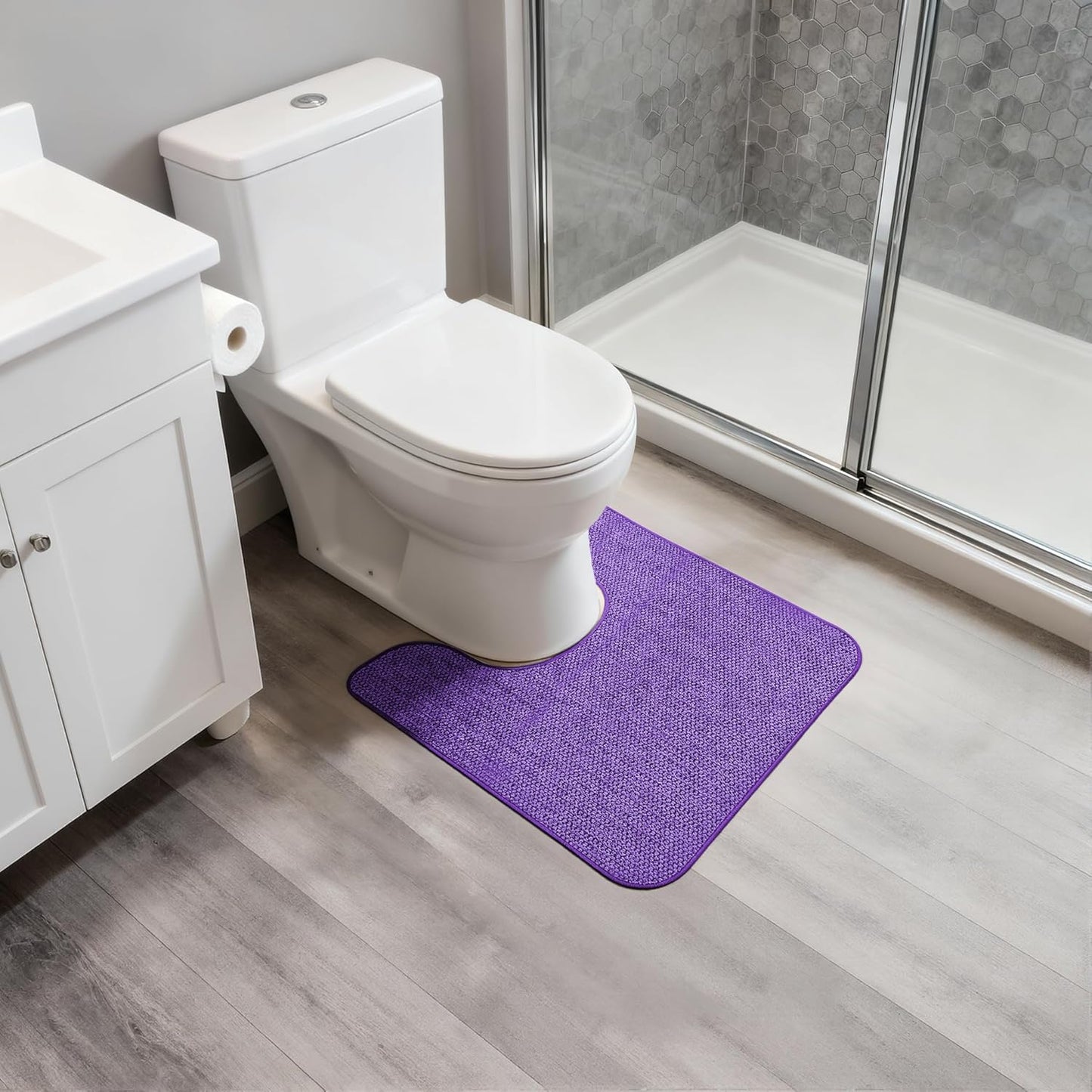 Toilet Rugs U Shaped Bathroom Rug,Machine Washable Non Slip Quick Dry Super Absorbent Ultra Thin Toilet Mats for Bathroom Toilet.Purple,1'8"x2'(20x24inch)