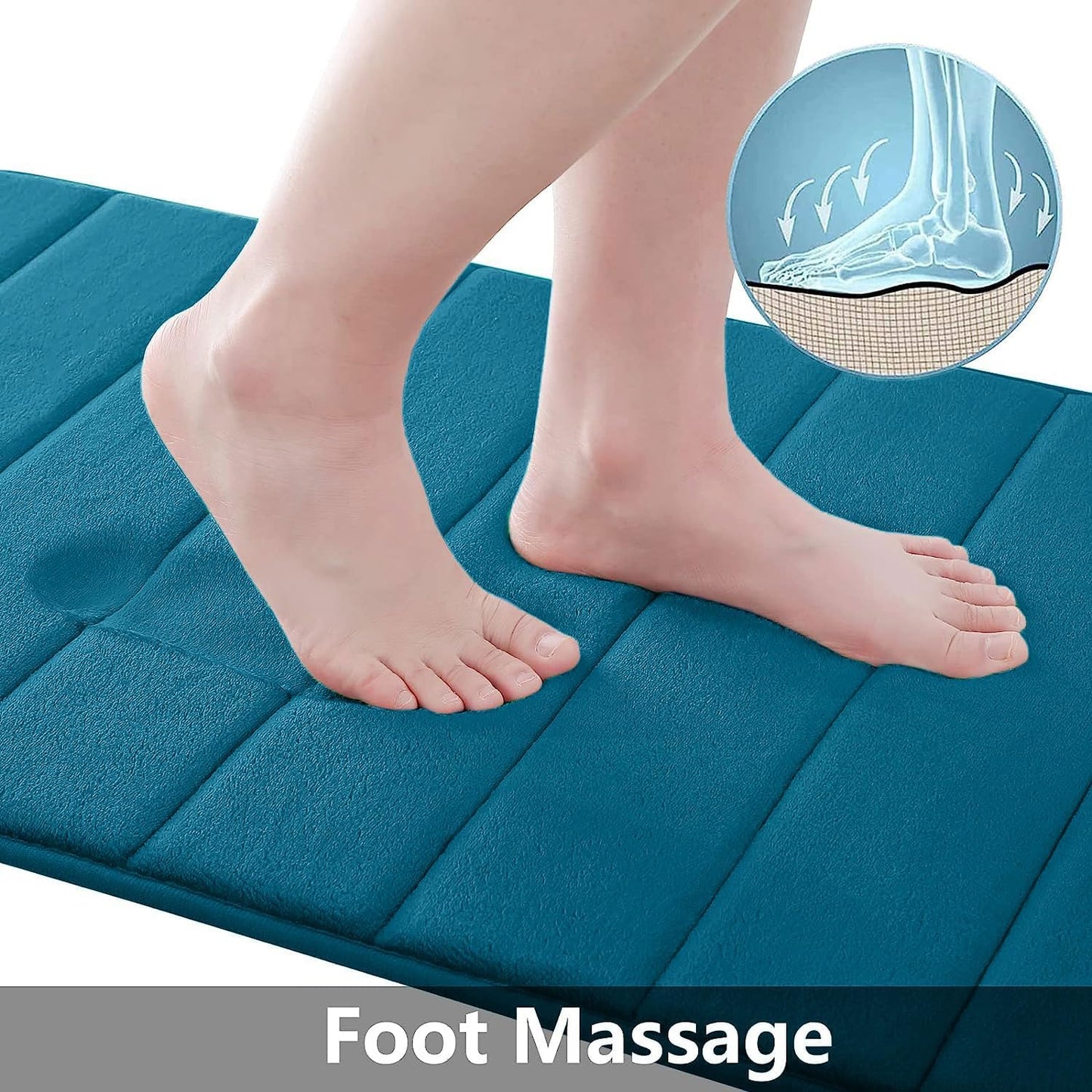 Buganda Memory Foam Bath Mat, 47" x 24", Ultra Soft and Non-Slip Bathroom Rugs, Water Absorbent and Machine Washable Bath Rug Runner for Bathroom, Shower, and Tub, Peacock Blue
