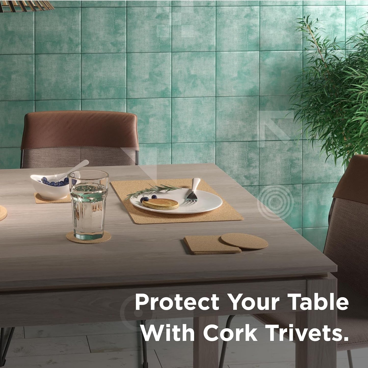 Go4Cork Cork Square Trivet - 195x195x10mm (7,68" x7,68 x0,39), Pack of 3 | Heat Resistent, Reusable, Easy to Clean