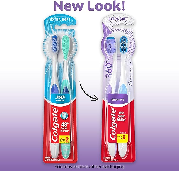 Colgate Enamel Health Sensitive Toothbrush, Extra Soft, 2 ct