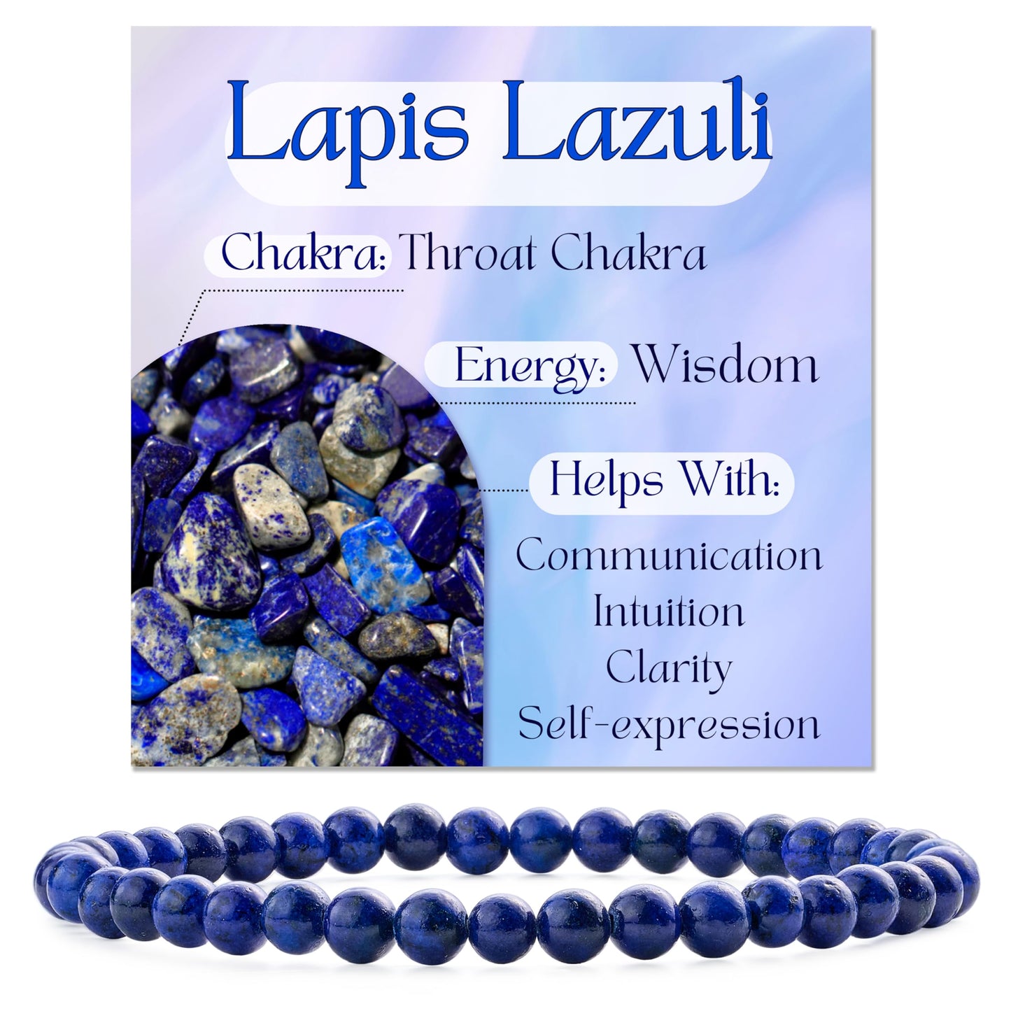 Bivei Lapis Lazuli - Wisdom - 4mm Beaded Bracelets for Women Handmade Semi Precious Natural Stone Stretch Elastic Jewelry Yoga Protection Gifts