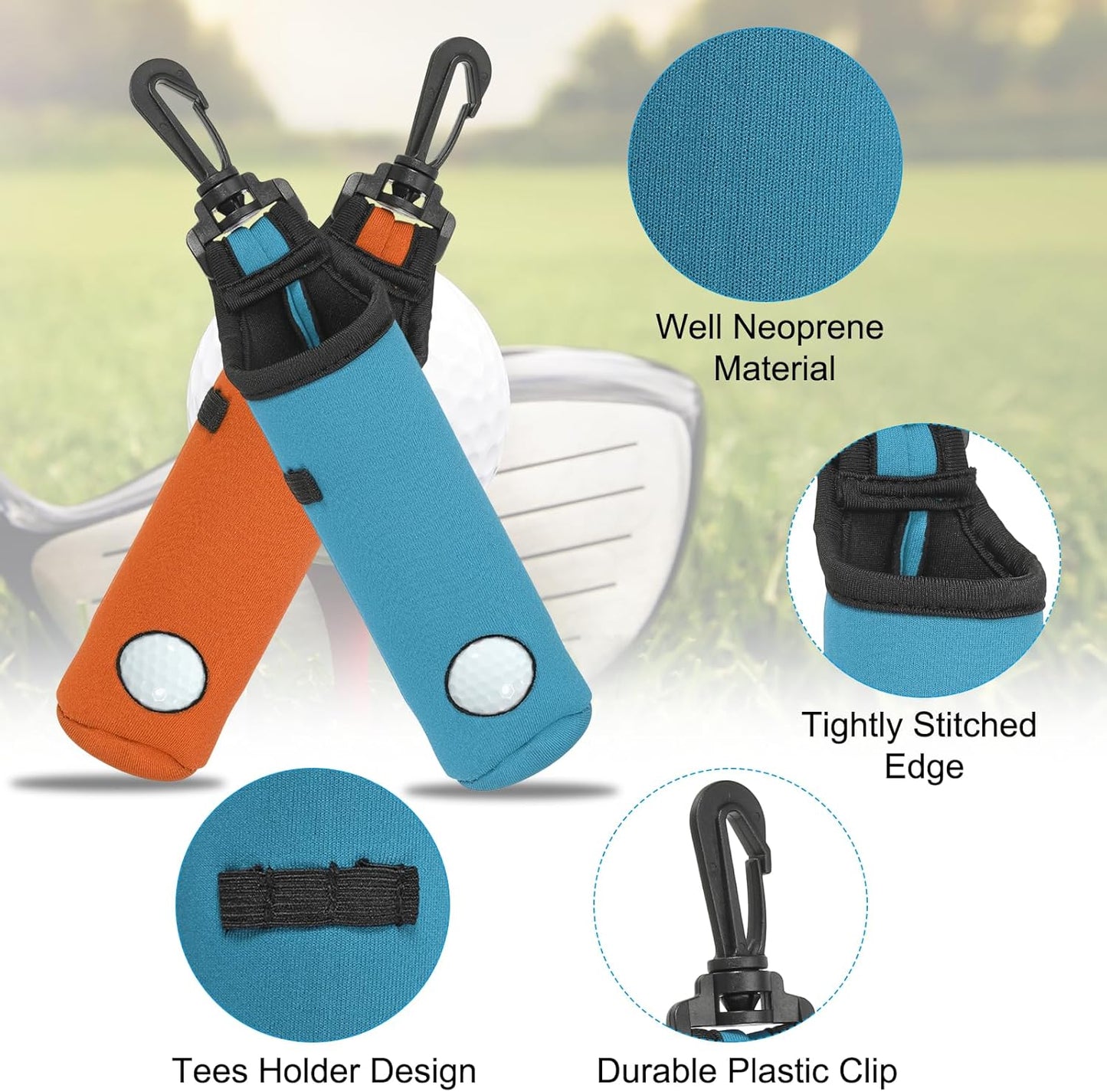 PATIKIL Golf Ball Carry Bag Golf Tee Holder Pouch Portable Neoprene Golf Ball Holder with Clip for Men and Women