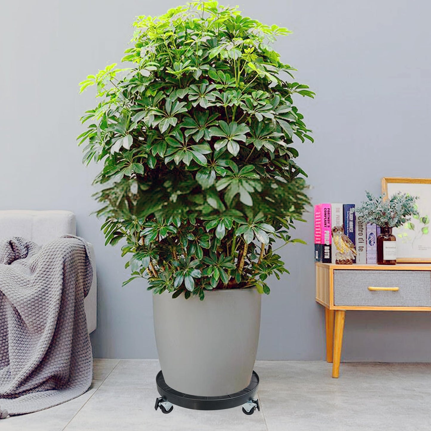 20 Inch Heavy Duty Plant Caddy With 360°Lockable Wheels,600 Lbs Capacity,Outdoor Indoor Rolling Plant Stand With Casters,Black Large Plant Dolly Potted Planter Cart For Big Flower Pots Plant Pots