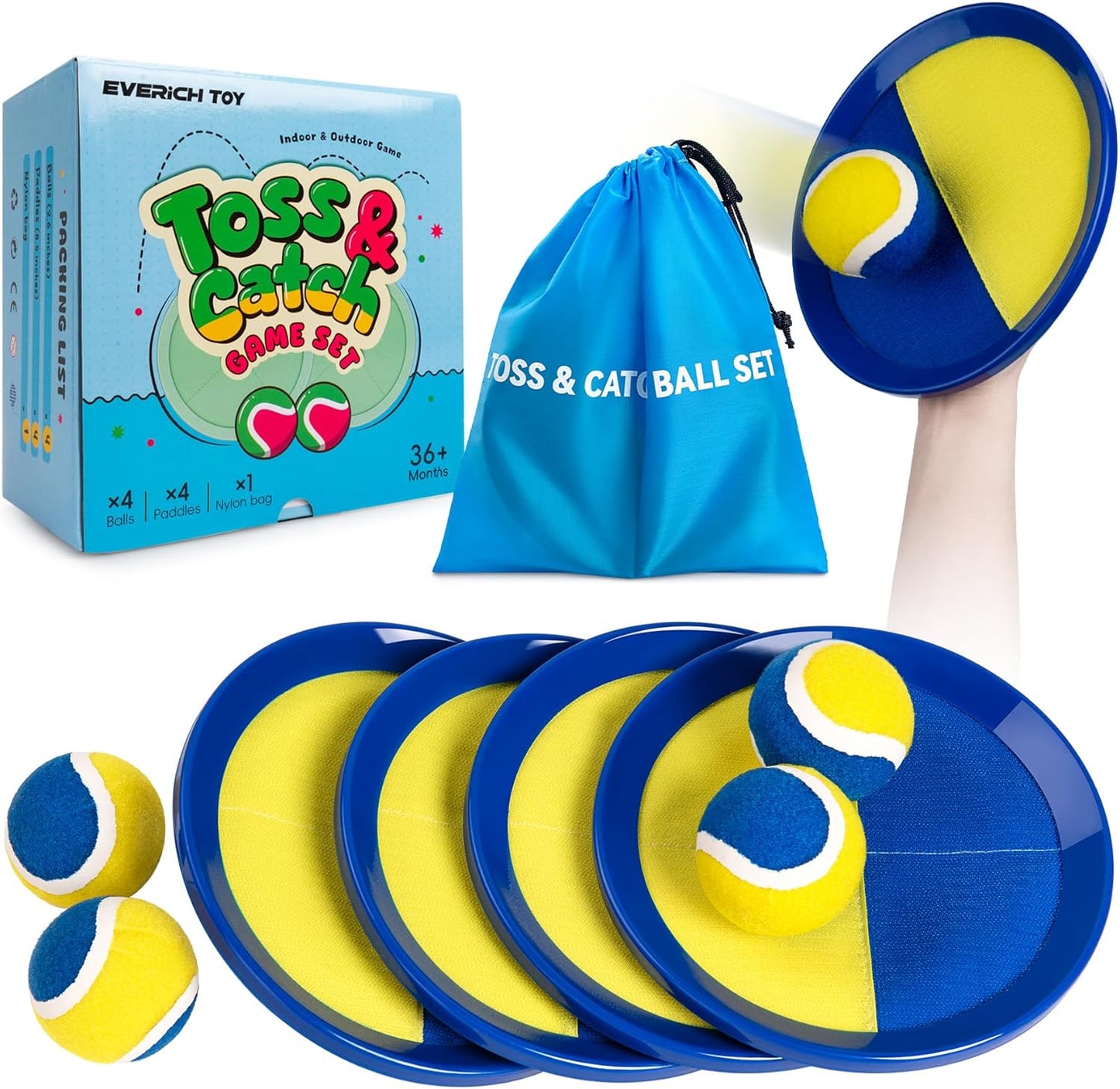 EVERICH Upgraded Toss and Catch Ball Game Set, Outdoor Games for Kids Toys, Stocking Stuffers for Family Games, Beach Pool Yard Outside Toys for Boys Girls 3 4 5 6 7 8-12 Years Old